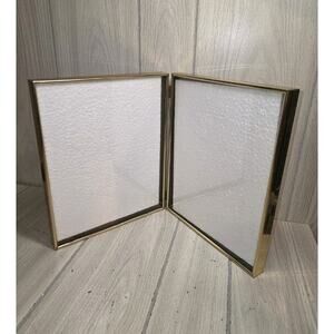 Vintage Ornate 8x10 Folding Gold Double Picture Frame MCM Family Memories